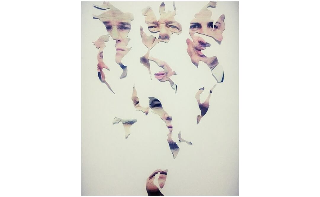 El artista Ricardo River creó una pieza en la que fragmentó los rostros de Andrés Manuel López Obrador, Ricardo Anaya y José Antonio Meade. Foto: EFE/Aguafuerte Galería