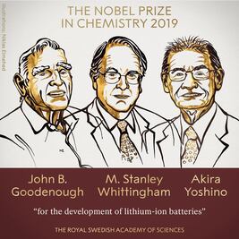 Ganan Nobel de Química Goodenough, Whittingham y Yoshino por desarrollo de baterías de iones de litio
