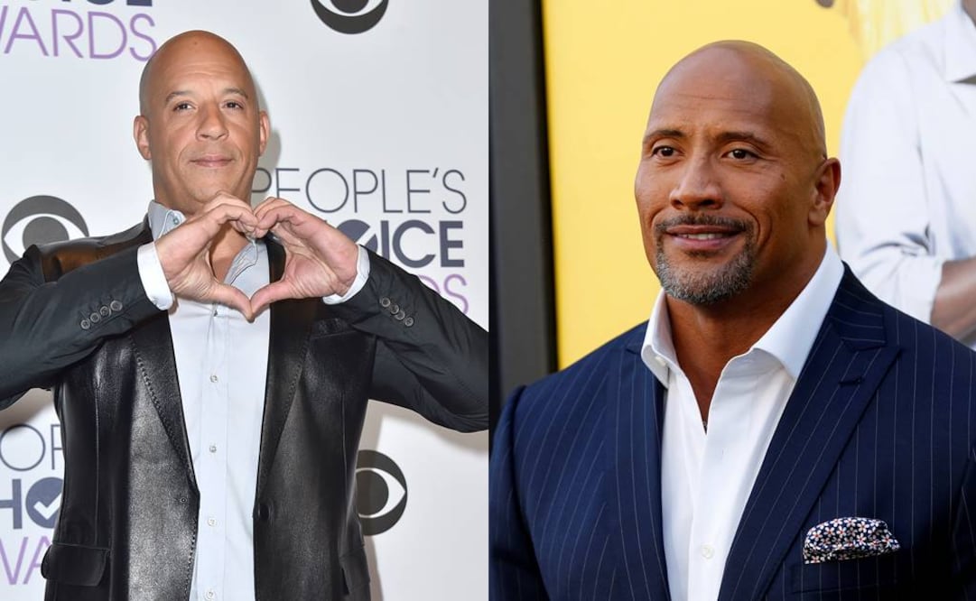 ¿Enojados? Miembros del staff de "Rápidos y furiosos 8" explicaron que, cuando 'La Roca' habló de "algunas coestrellas" que se comportaban como "cabrones" y "cobardes" se refería a Vin Diesel. FOTO: Archivo.