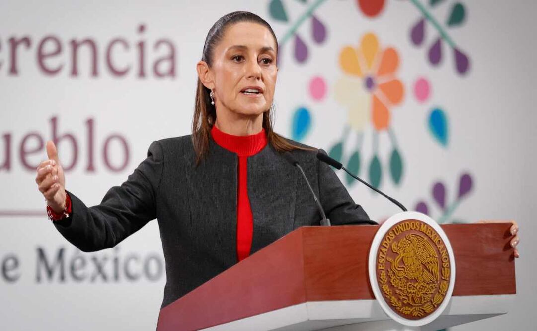 Claudia Sheinbaum, presidenta de México, durante la mañanera del 10 de julio del 2025. Foto: Diego Simón / EL UNIVERSAL