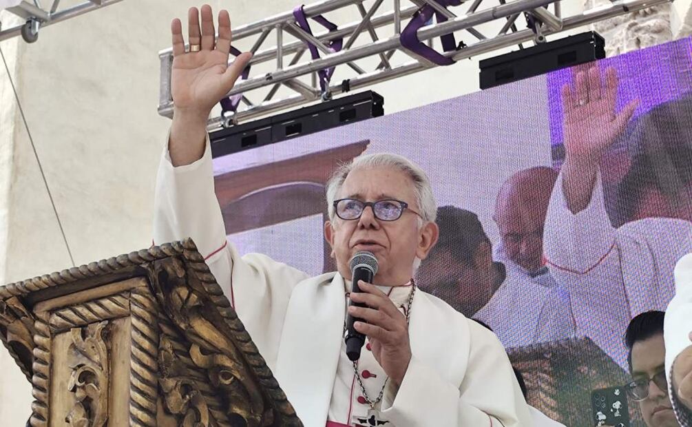 Ramón Castro Castro, presidente de la Conferencia del Episcopado Mexicano (CEM) durante marcha por la paz en Morelos (24/05/2025). Foto: Justino Miranda / EL UNIVERSAL