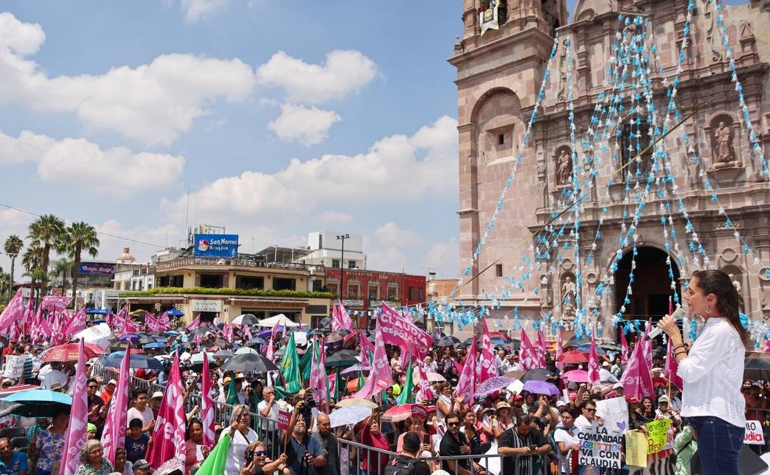 Claudia Sheinbaum en la explanada del Jardín de San Marcos. Foto: @Claudiashein
