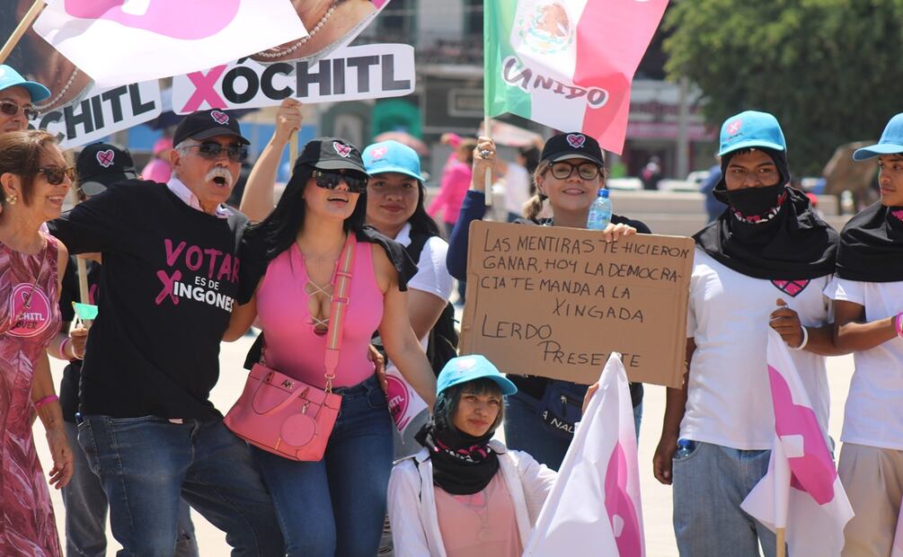 En Plaza Mayor de Torreón se congregan 'marea rosa' y piden salir a votar. Foto: Especial