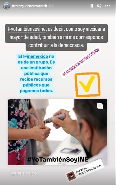Del plan A, B, C o X a la ley electoral no opina el INE, dice Beatriz Gutiérrez Müller