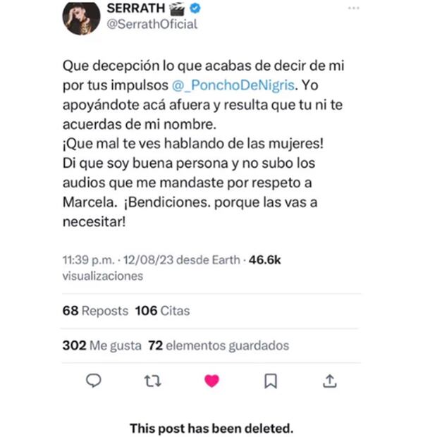 Serrath habla de Poncho de Nigris, luego de que la desconociera en "LCDLFM".
Foto: Especial