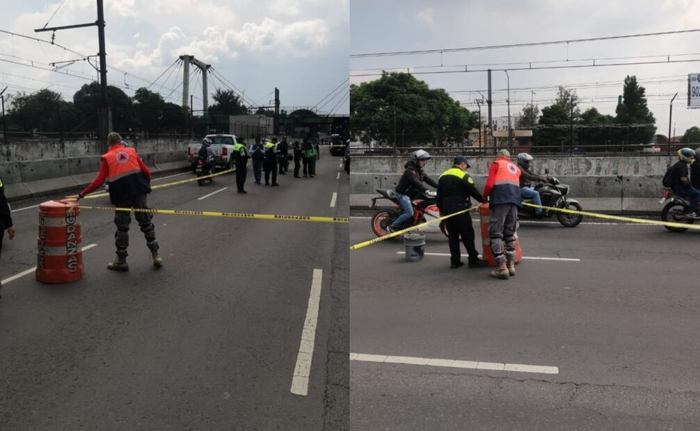 Debido a las tareas para liberar el carro tanque, se cerraron dos de los tres carriles centrales de la calzada. Foto: Especial.
