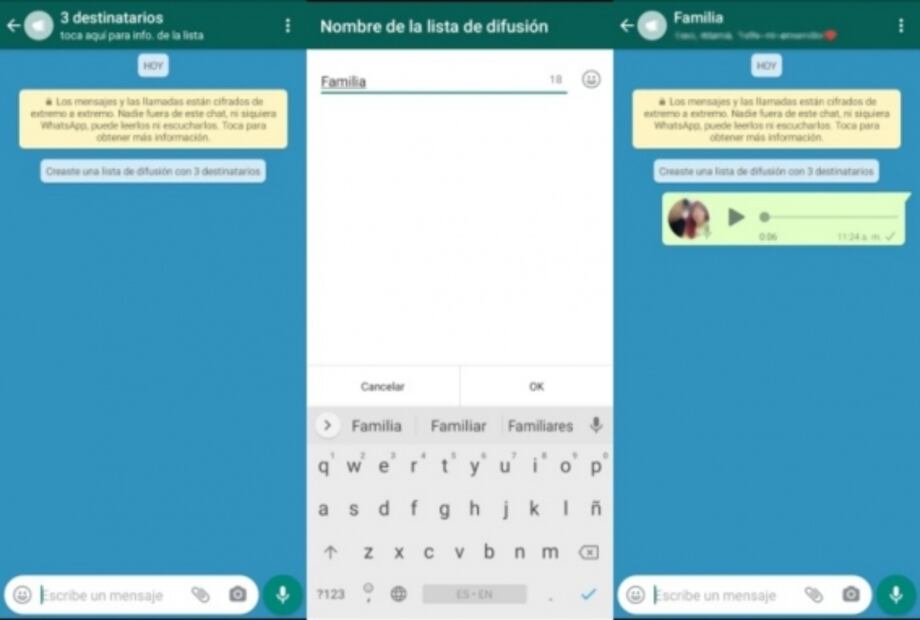 Truco para enviar un audio en WhatsApp a varios contactos