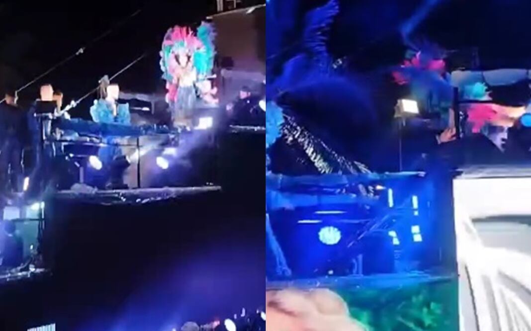 La cantante Yuri durante su actuación en el carnaval de Veracruz 2024.Foto: Captura vía Facebook Pepe Sisa.