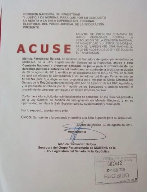 Monreal y Fernández Balboa contrademandan a Comisión de Morena por elección en Senado