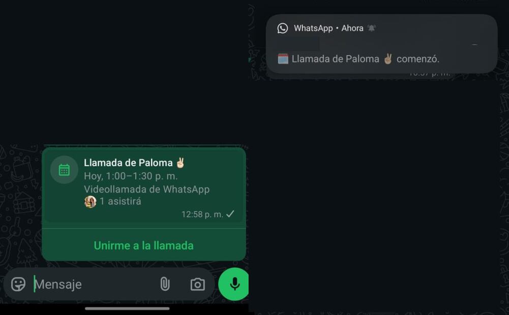 Paso a paso: cómo programar una llamada en WhatsApp. Imagen: captura de pantalla