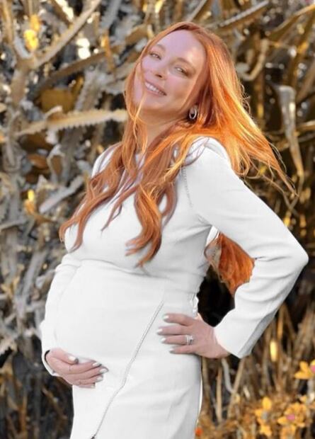 Lindsay Lohan presume su avanzado embarazo. Foto: Vía Instagram oficial.