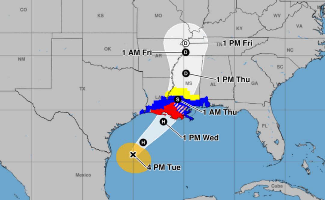 Último gráfico de cono experimental para del huracán Francine. Foto: X @NHC_Atlantic