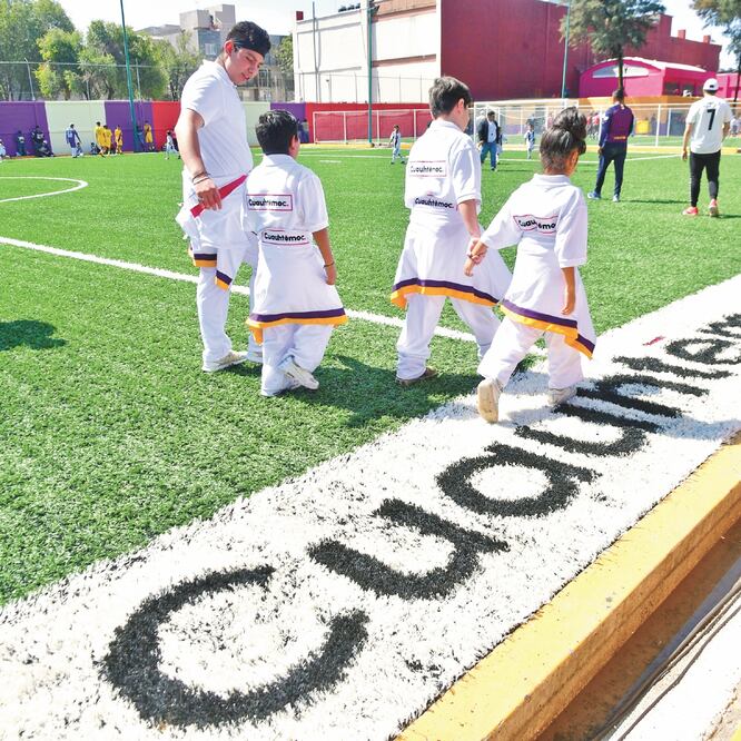 Canchas.Se cambiaron 8 mil 700 metros cuadrados de pasto sintético y las porterías cuentan con nuevas redes. HUGO GARCÍA. EL UNIVERSAL