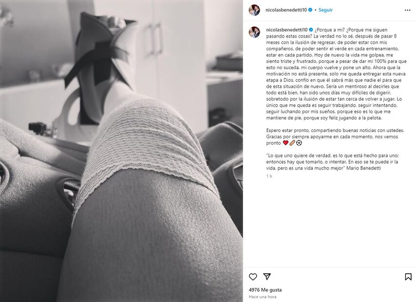 Publicación de Nicolás Benedetti - Foto: @nicolasbenedetti10 en Instagram
