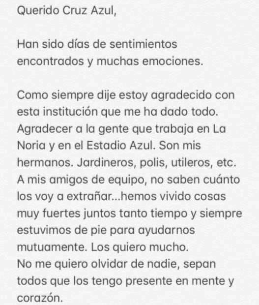 Christián 'Chaco' Giménez se despide con emotiva carta