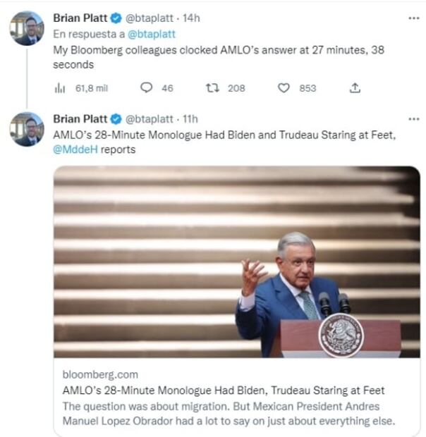 Periodistas de EU y Canadá critican “monólogo” de AMLO de 24 minutos ante Biden y Trudeau en Cumbre