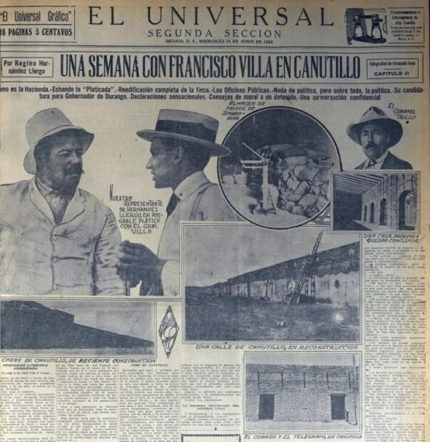 En la tercera entrega de esta entrevista, EL UNIVERSAL por fin mostró al público las calles y servicios con los que contaba la hacienda de Canutillo tras la llegada de Francisco Villa. Hemeroteca EL UNIVERSAL.