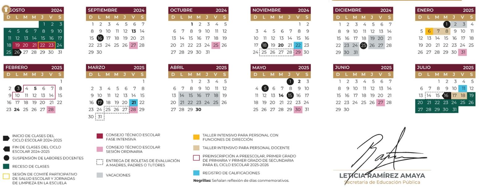 Calendario Escolar. Foto: Captura de pantalla