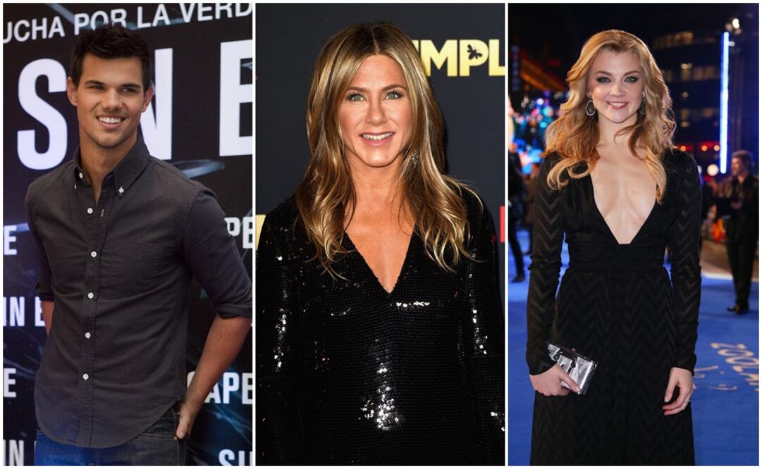Taylor Lautner, Jennifer Aniston y Natalie Dormer. Fotos: Archivo EL UNIVERSAL
