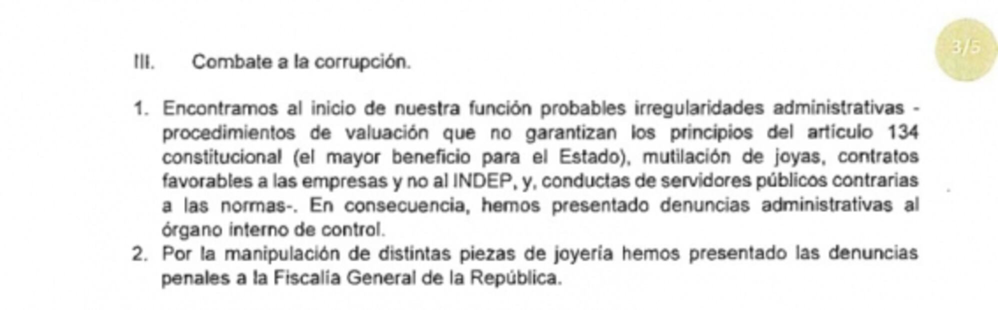 Exdirector del Indep denunció "mutilación de joyas" a subasta ante la FGR