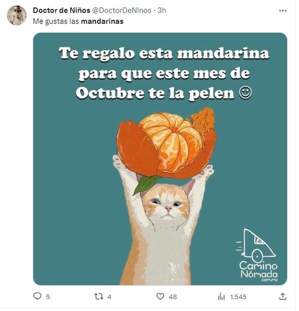 Memes sobre la temporada de mandarinas. Foto: Twitter