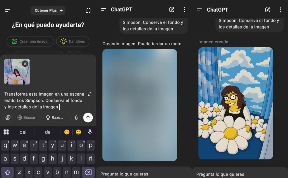 Cómo transformar tus imágenes estilo Los Simpson con ChatGPT. Imagen: captura de pantalla