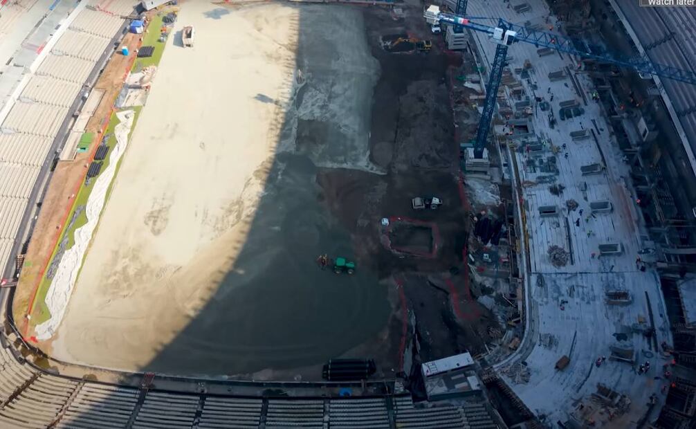 Así luce actualmente la cancha del Estadio Azteca, donde se inaugurará el Mundial 2026. Foto: Especial