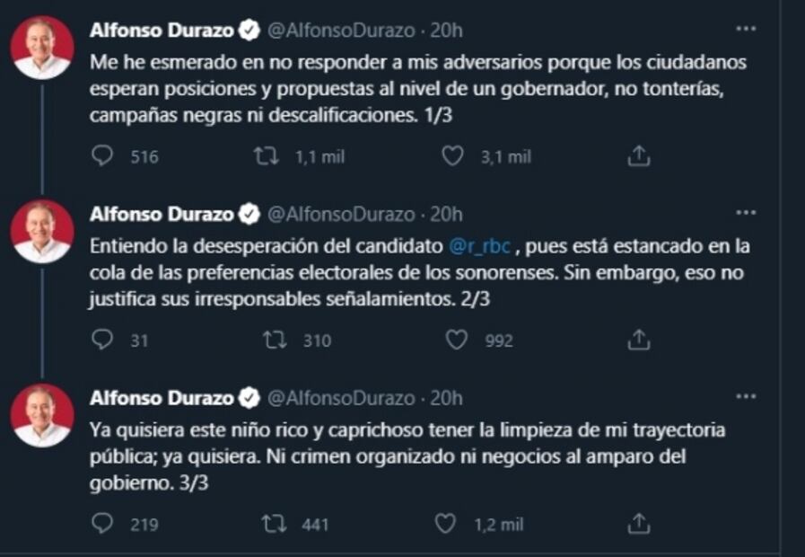 Se confrontan en Twitter Durazo y Bours, candidatos a la gubernatura de Sonora
