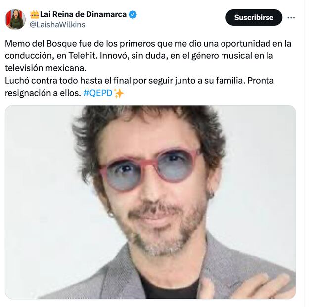 Laisha Wilkins despide a Memo del Bosque con emotivo mensaje. Foto: Captura de pantalla