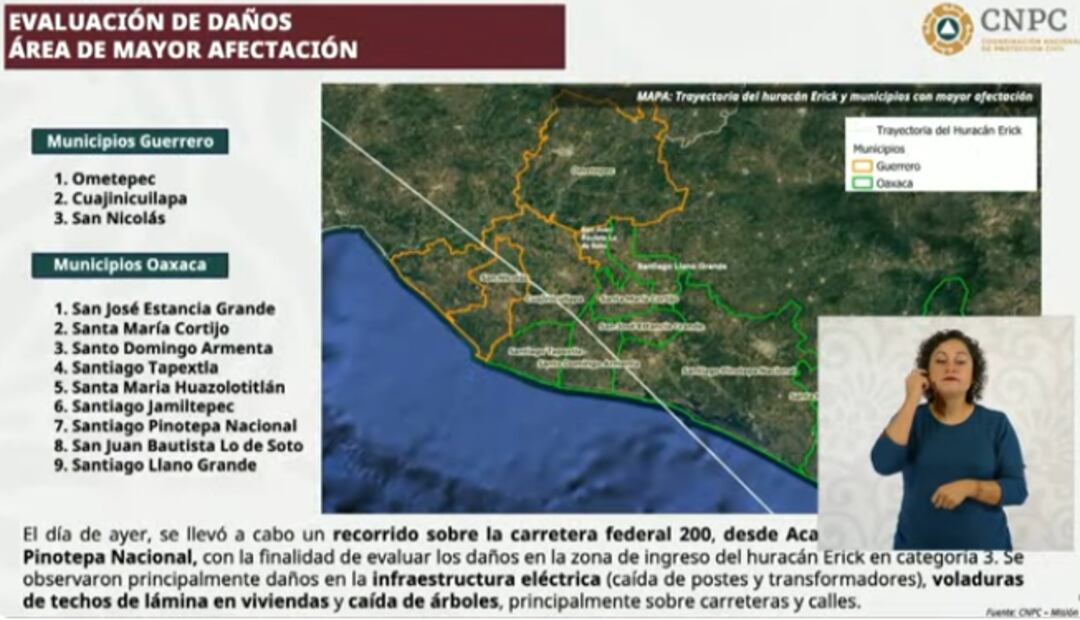 Municipios afectados.Foto: Especial