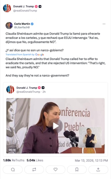 Publicación reposteada por Donald Trump. Foto: captura de pantalla