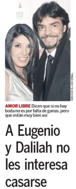 El romance entre Dalilah Polanco y Eugenio Derbez, seguido por la prensa, era mayo de 2006. Foto: EL UNIVERSAL.