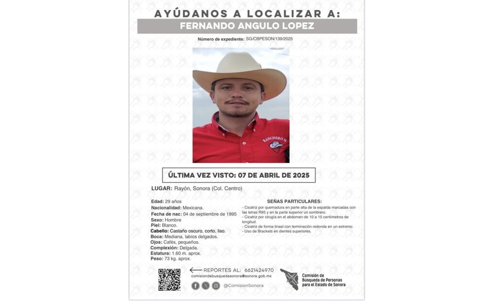 Reportan como desaparecido influencer "Ranchero 95" en Sonora (14/04/2025). Foto: Especial
