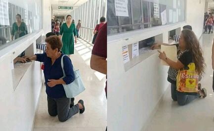Captan a pacientes arrodillados en ventanilla del IMSS para pedir informes; instituto responde tras VIDEO viral