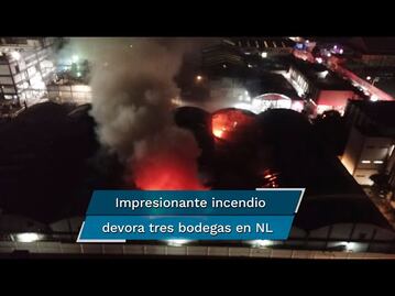 Incendio consume tres bodegas de solventes y pinturas en Nuevo León