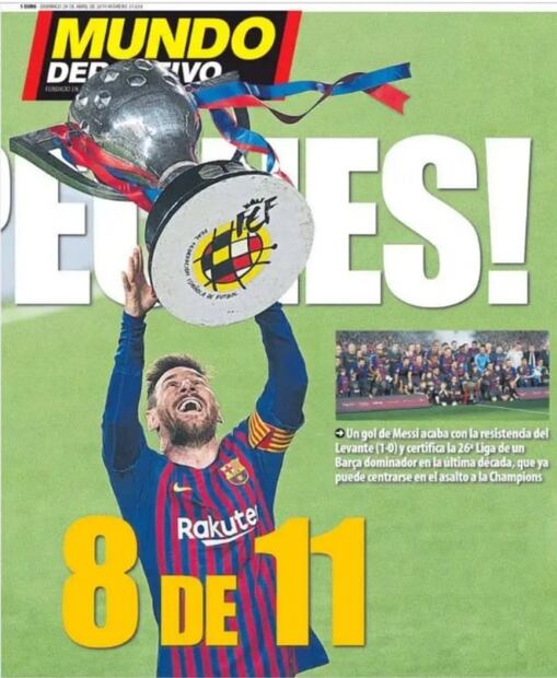 Lionel Messi brilla en las portadas tras el título del Barcelona