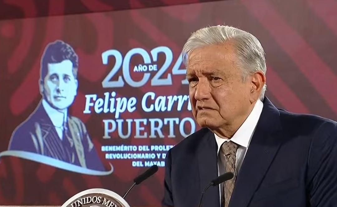López Obrador en su mañanera del 24 de julio en Palacio Nacional. Foto: Captura