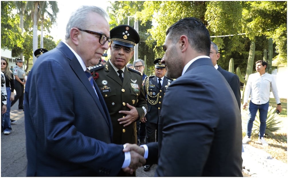 Secretario de Seguridad Publica y Protección Ciudadana, Omar García Harfuch y el Gobernador de Sinaloa, Rubén Rocha Moya (21/12/2024). Foto: Oficial