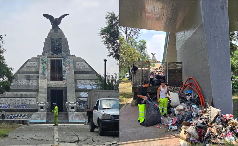 Comienzan limpieza y recuperación del Monumento a la Raza; "el proceso será largo", dijeron los trabajadores. Foto: Jorge Alejandro Medellín Hernández