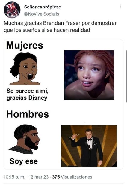Brendan Fraser se lleva su primer Premio Oscar y se desatan los memes