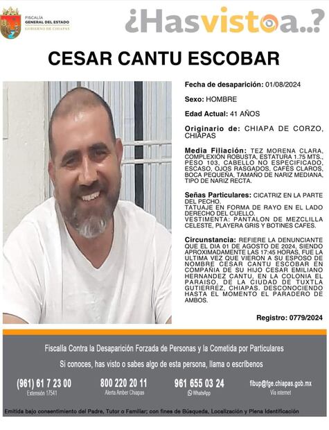 César Emiliano Hernández Cantú, de 16 años de edad y su padre César Cantú Escobar, de 41 años de edad, fueron raptados por hombres armados. Foto: Especial