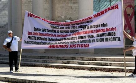 Afectados por mega fraude inmobiliario en Yucatán protestan frente al Tribunal Superior del estado para exigir justicia