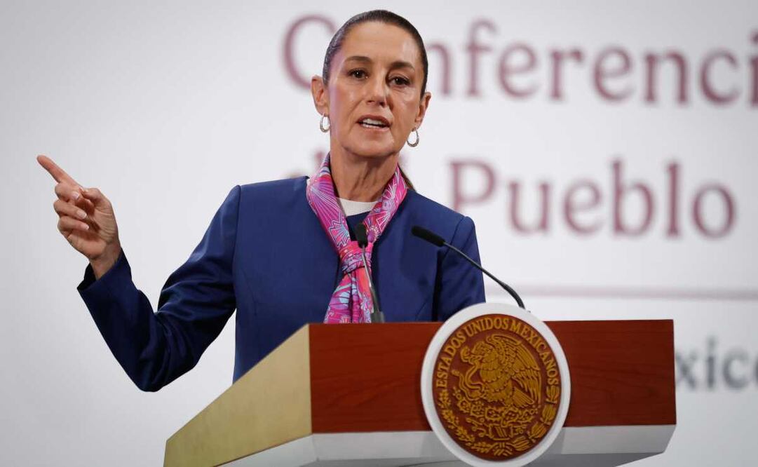 Claudia Sheinbaum, presidenta de México, durante la mañanera del 2 de junio del 2025 en Palacio Nacional. Foto: Diego Simón / EL UNIVERSAL