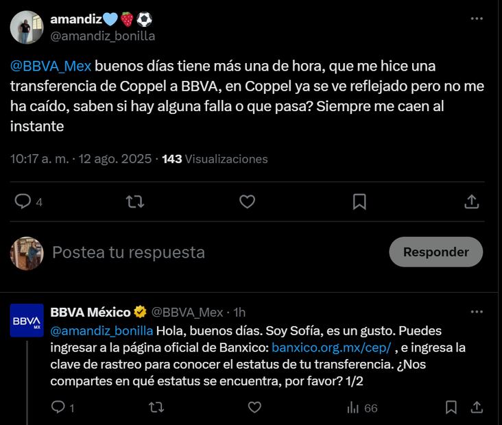 Usuaria de BBVA. Foto: captura de pantalla