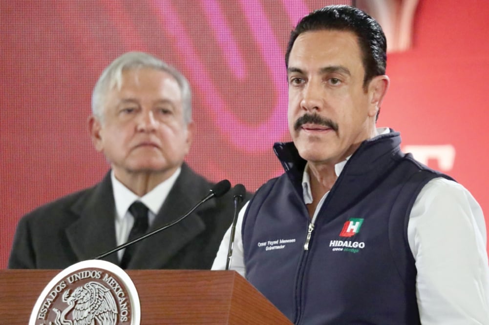 El gobernador de Hidalgo, Omar Fayad, actualizó las cifras en la segunda conferencia de prensa en Palacio Nacional. Foto: ARIEL OJEDA. EL UNIVERSAL