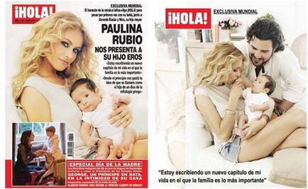 Paulina Rubio presents baby boy Eros on ¡Hola! cover