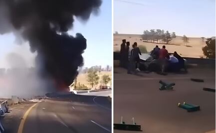 Choque vial en carretera Panamericana, en  Edomex, provoca incendio de camión de carga; circulación está detenida