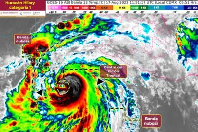 Tormenta "Hilary" se intensifica a huracán categoría 1