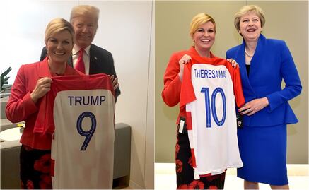 Presidenta de Croacia no deja de apoyar a su selección de futbol ni en la OTAN