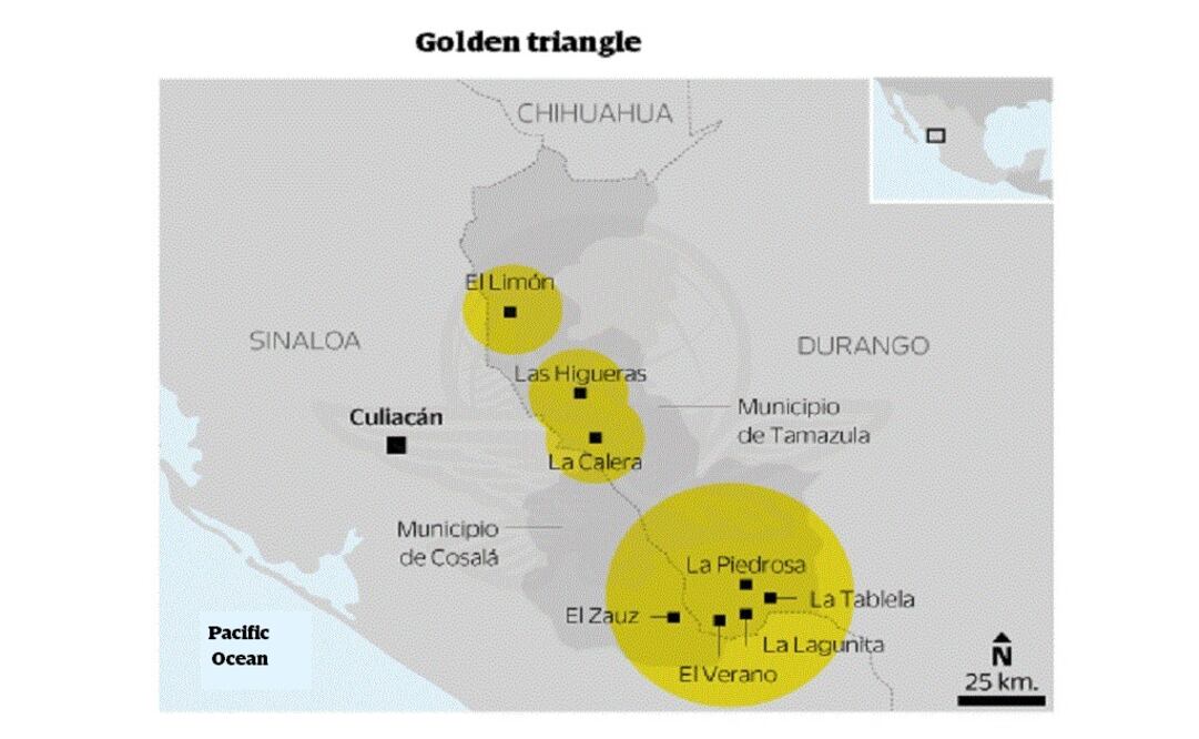Since October 6 drones and members of the National Defense Ministry, the National Security Investigation Center and the Federal Police monitor an area known as the “Golden Triangle” between Sinaloa and Durango. (Source: Mexico's federal agencies) 